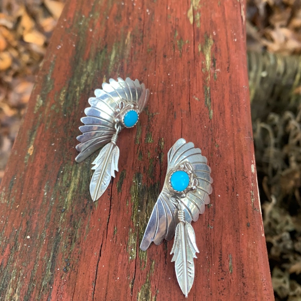 SOLD VINTAGE Randall Tom Navajo Dine’ Earrings - Picture 10 of 10